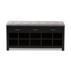 Baxton Studio Espresso Finished Grey Upholstered Cushioned Entryway Bench 143-8079